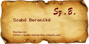Szabó Bereniké névjegykártya